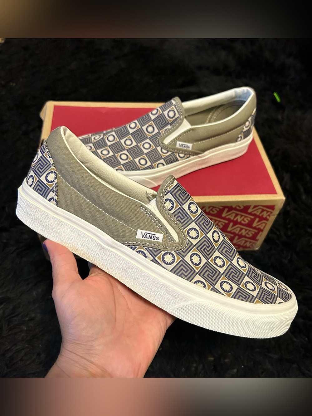 VANS off the wall Geo Trek Classic 'Grey Brown' slip on shoes sneakers sz 8 new